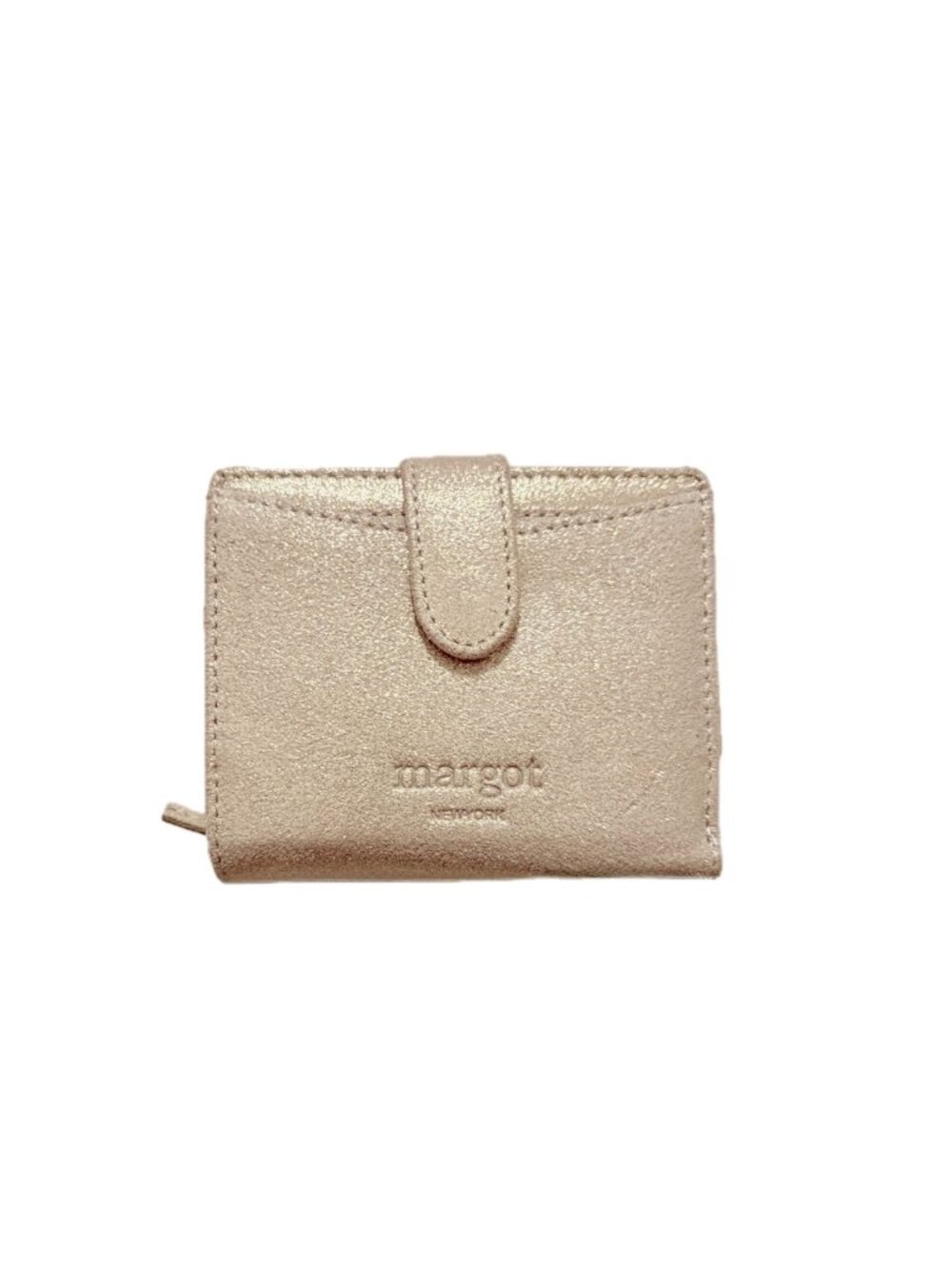 Margot New York Lizzie Small Shimmer Leather Bifold Wallet  NEW